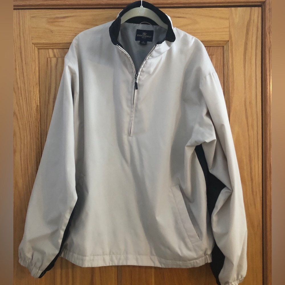 Dockers Golf Pullover Qtr Zip Wind Stone/Black M
